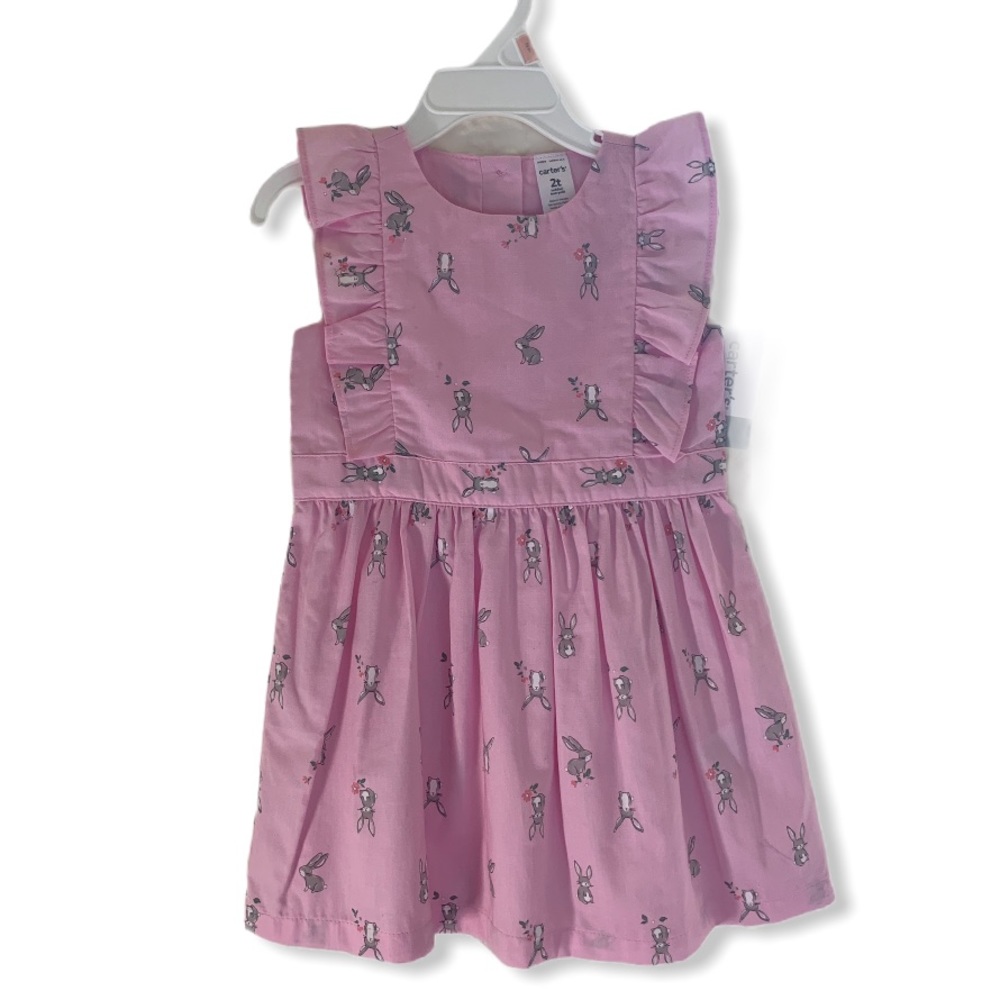 Carter’s Toddler Girl Dress Pink Rabbit Print 2T